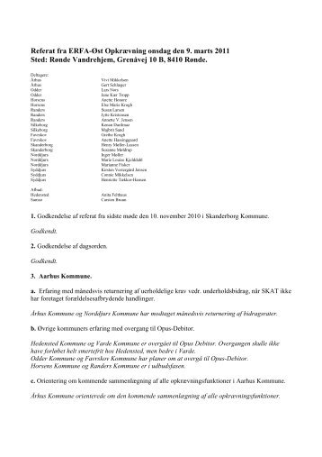 Referat fra ERFA-Øst Opkrævning onsdag den 9. marts 2011 Sted ...