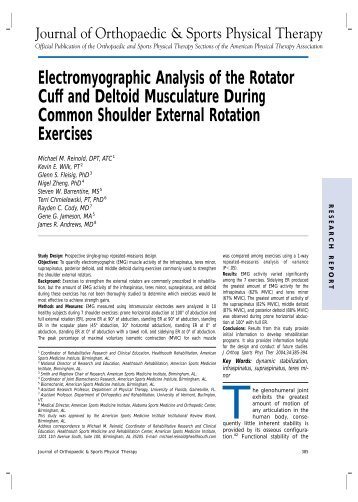 Electromyographic Analysis Of The Rotator Cuff And Deltoid