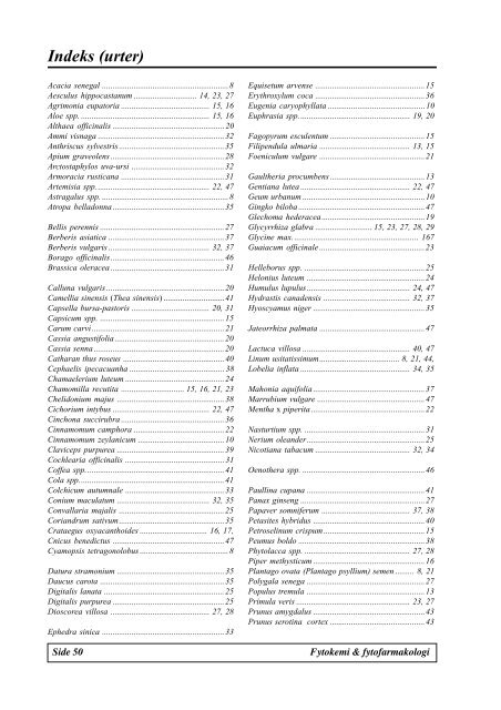 Fytokemi & fytofarmakologi G 1 - Asclepius.dk