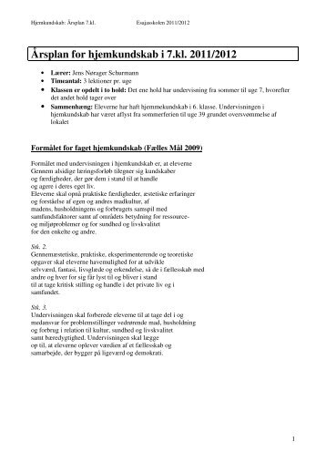 årsplan for hjemkundskab 11-12 efter vandskade - Esajasskolen