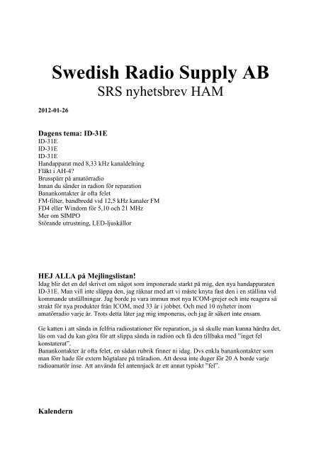 Swedish Radio Supply AB - SK0QO