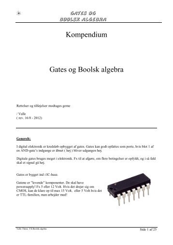 Kompendium Gates og Boolsk algebra - Valle´s Bedste Hjemmeside.