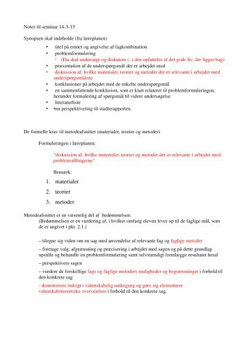 Noter seminar 14-3-2013 (pdf) - Almenstudieforberedelse.dk
