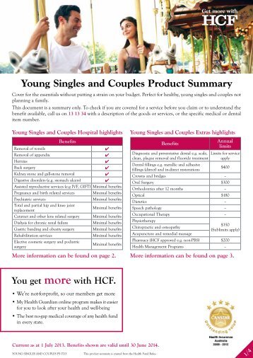 Young Singles and Couples Product Summary - HCF