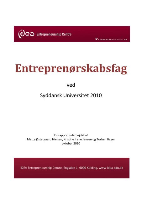 Entreprenørskabsfag ved Syddansk Universitet 2010 - Idea