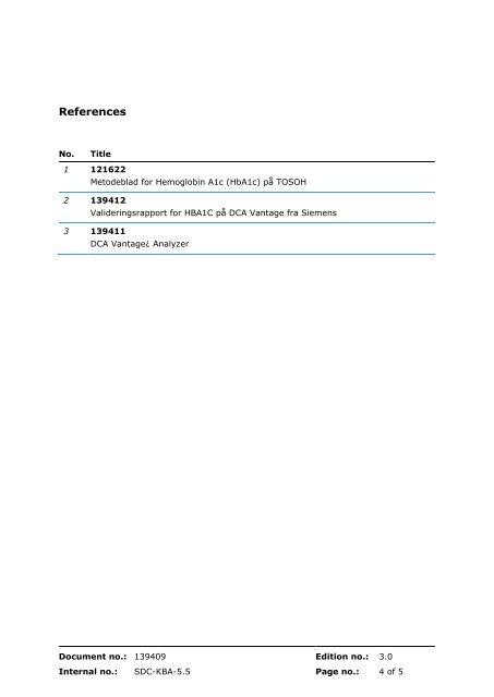 Metodeblad for Hemoglobin A1C (HbA1C) på DCA Vantage