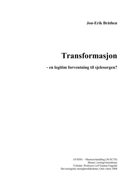 Transformasjon - en legitim forventning til ... - Metodistkirken