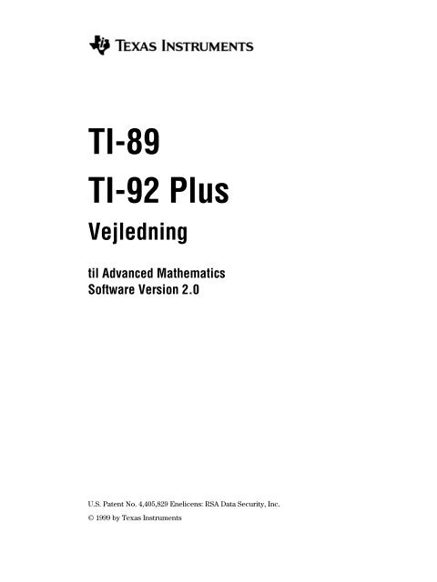 TI-89 Dansk Manual - sorenr.dk