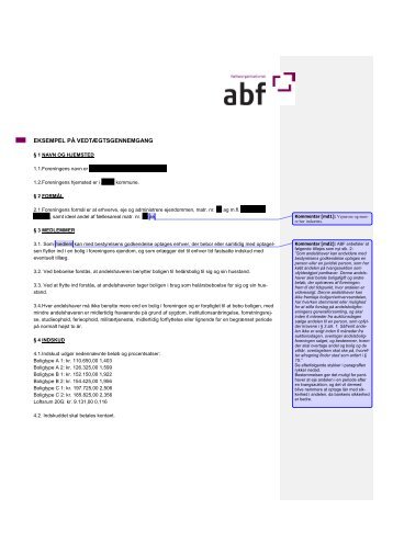 Eksempel på 'kommenteret vedtægtsgennemgang' - ABF