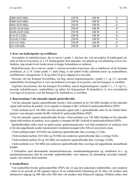 Bekendtgørelse om anvendelse af radiofrekvenser uden ... - EDR