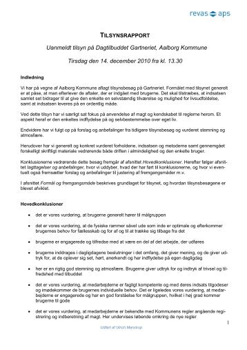 Uanmeldt tilsyn på Dagtilbuddet Gartneriet, Aalborg Kommune ...