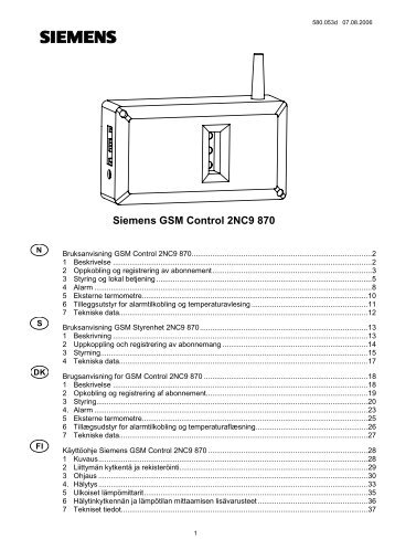 Siemens GSM Control 2NC9 870 - Glen Dimplex Nordic