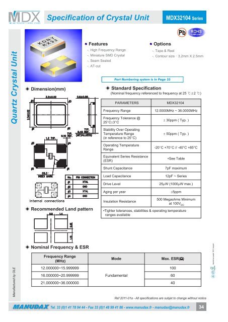 Crystal and Oscillator - Manudax