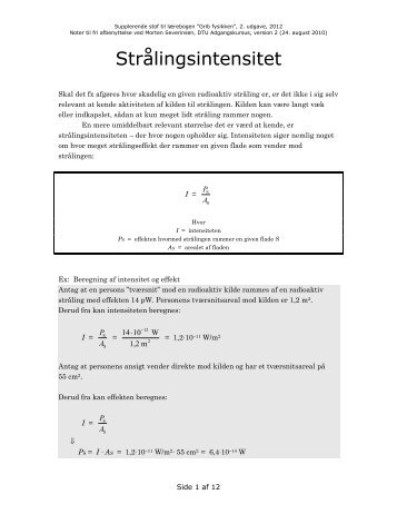 Intensiteten af radioaktiv stråling - Maskinmesterskolens-boghandel ...