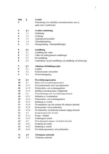 Sida § Avsnitt 5 Förteckning över särskilda överenskommelser som ...