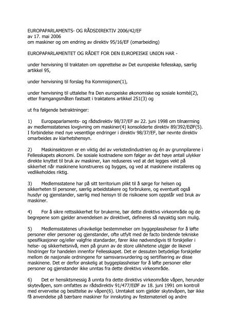 Maskindirektivet 2006/42/EF