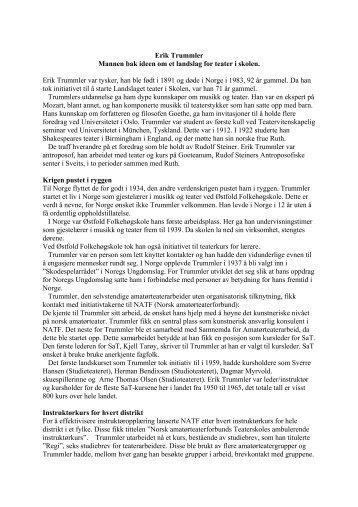 Erik Trummler, - Landslaget drama i skolen