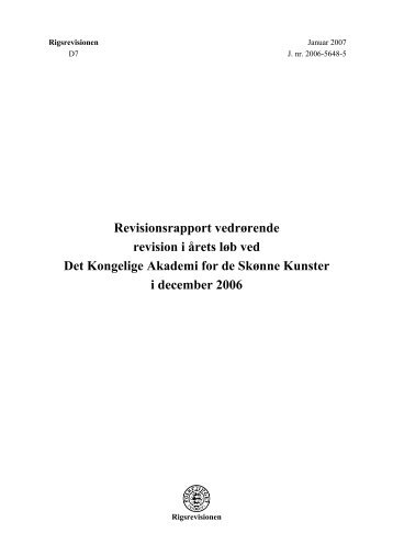 Rigsrevisionens rapport januar 2007 - Akademiraadet