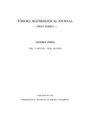 Tohoku Math. J. First Series General Index