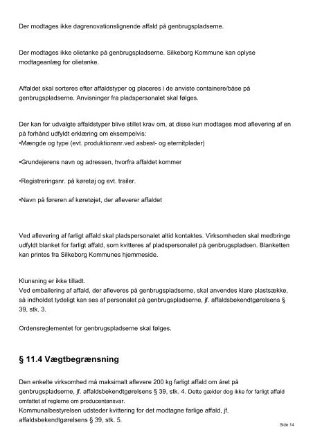 Silkeborg Kommune REGULATIV FOR ERHVERVSAFFALD