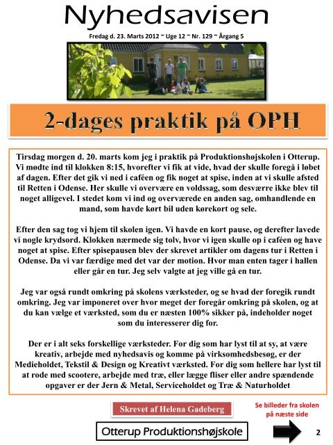 Nyhedsavisen nr.129 - 2011 - Otterup Produktionshøjskole