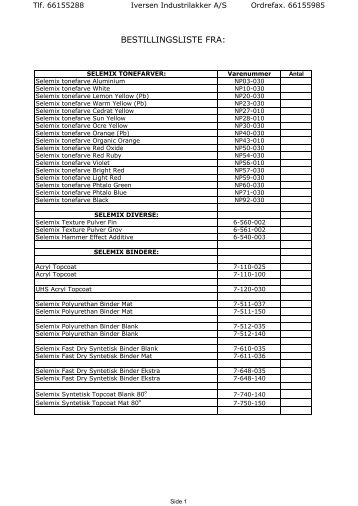 Bestillingsliste Selemix
