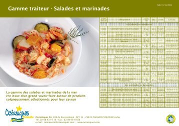 Gamme traiteur - Salades et marinades >> Fiche ... - Les Océaniques