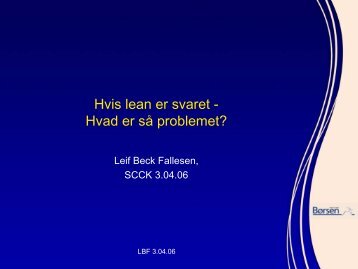 Hvis lean er svaret - Hvad er så problemet? - SCKK