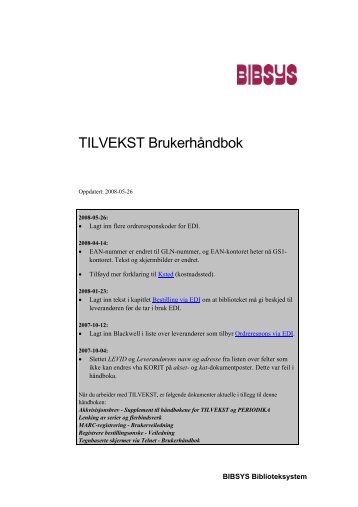 TILVEKST - Bibsys