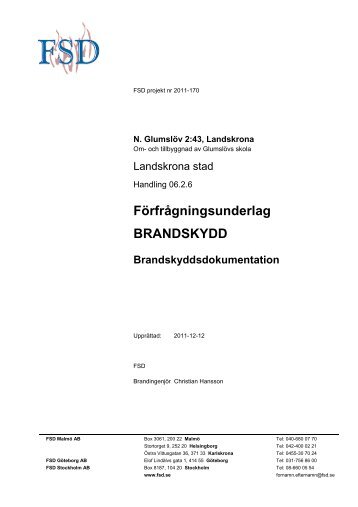 Förfrågningsunderlag BRANDSKYDD Brandskyddsdokumentation
