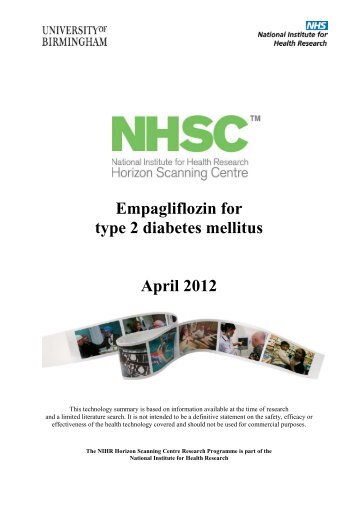 Empagliflozin for type 2 diabetes mellitus - National Horizon ...