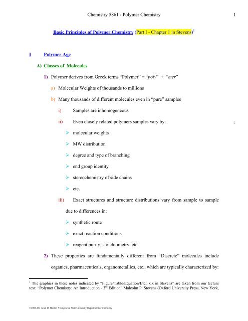 Basic Principles of Polymer Chemistry - the Arts and Sciences page ...