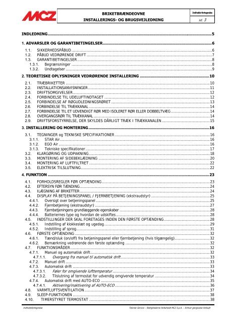 MCZ manual - Dansk VVS-Center