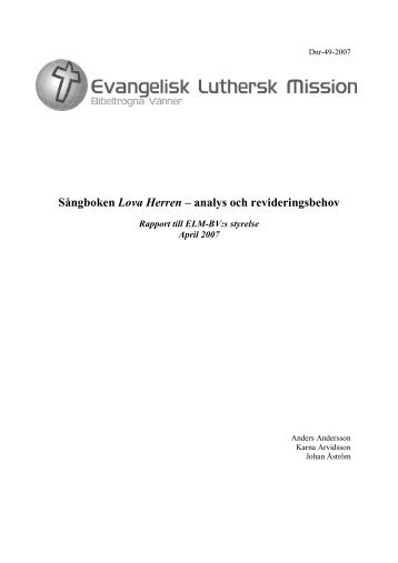 Rapport - Evangelisk Luthersk Mission