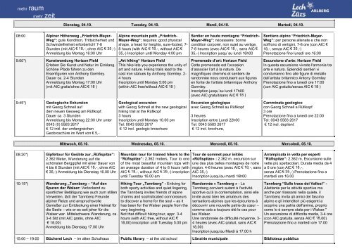 wochenprogramm / weekly programme / le programme ... - Lech-Zürs