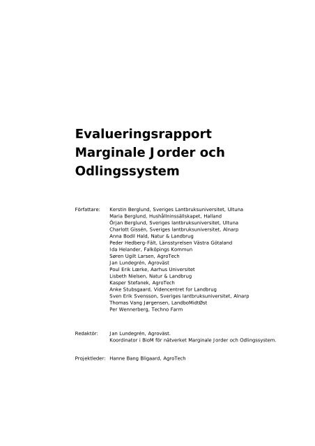 evalueringsrapport marginale jorder och odlingssystem - AgroTech