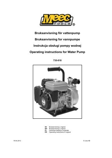 Bruksanvisning för vattenpump Bruksanvisning for ... - Jula