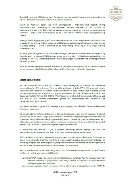 Hæderstegn 2012 - HPRD - Hovedorganisationen for Personel af ...