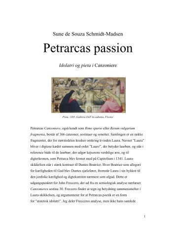 Petrarcas passion. Idolatri og pieta i Canzoniere.