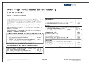 Priser for opbevaringsdepoter, pensionsdepoter og ... - Danske Bank