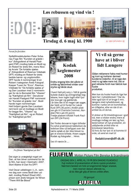 DFF Nyhedsbrev nr. 71, marts 2008 - Dansk Filmfotograf Forbund