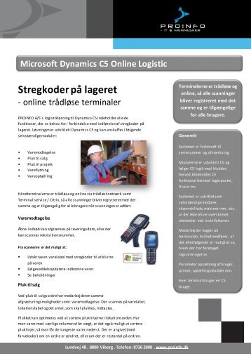 Microsoft Dynamics C5 Online Logistic - ProInfo A/S