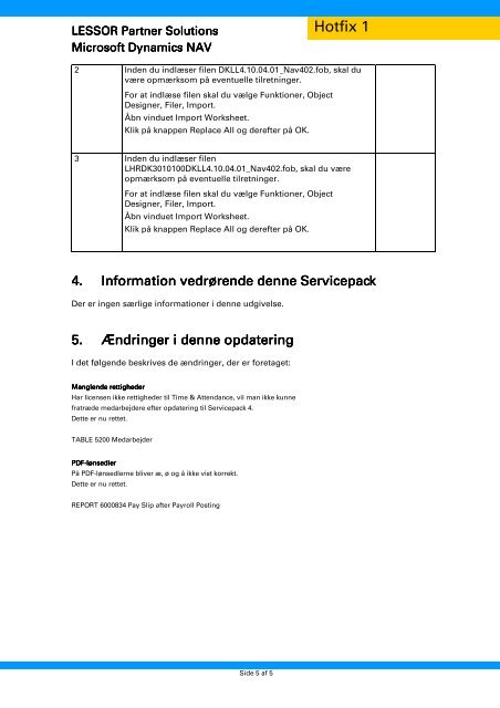 Hotfix 1 LESSOR Payroll, LESSOR Time & Attendance og LESSOR ...