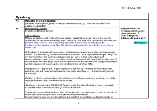 Forslag til svar på indsigelser - Kommuneplan 2009 for Hjørring ...