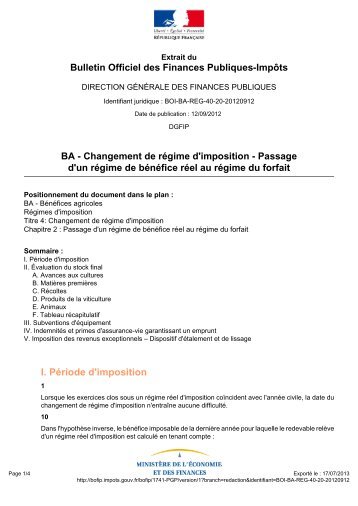 Changement de régime d'imposition - BOFiP-Impôts - Impots.gouv.fr