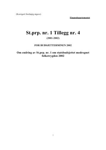 St.prp. nr. 1 Tillegg nr. 4 - Statsbudsjettet