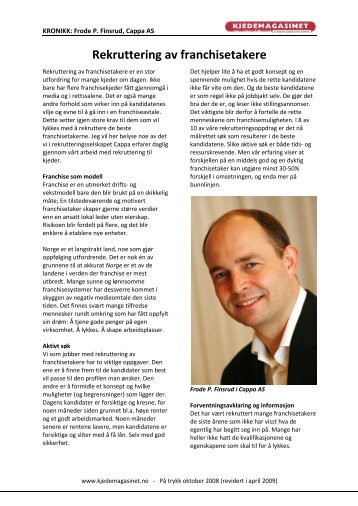 Kronikk av Frode Finsrud - Cappa