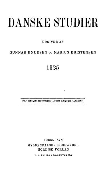 Danske Studier. 1925