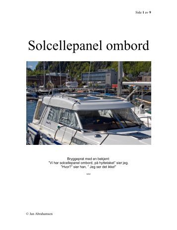 Solcellepanel ombord - Sagaforumet