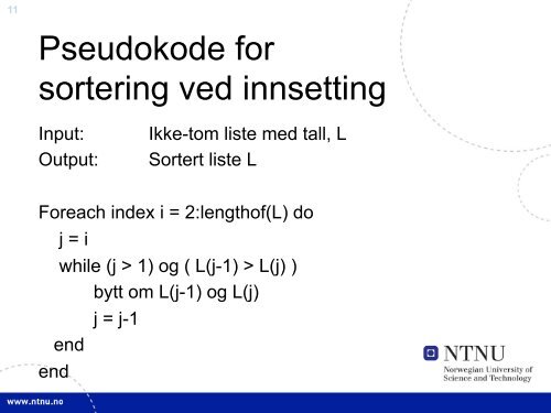 Sortering og søking - TDT4105/TDT4110 IT Grunnkurs - NTNU